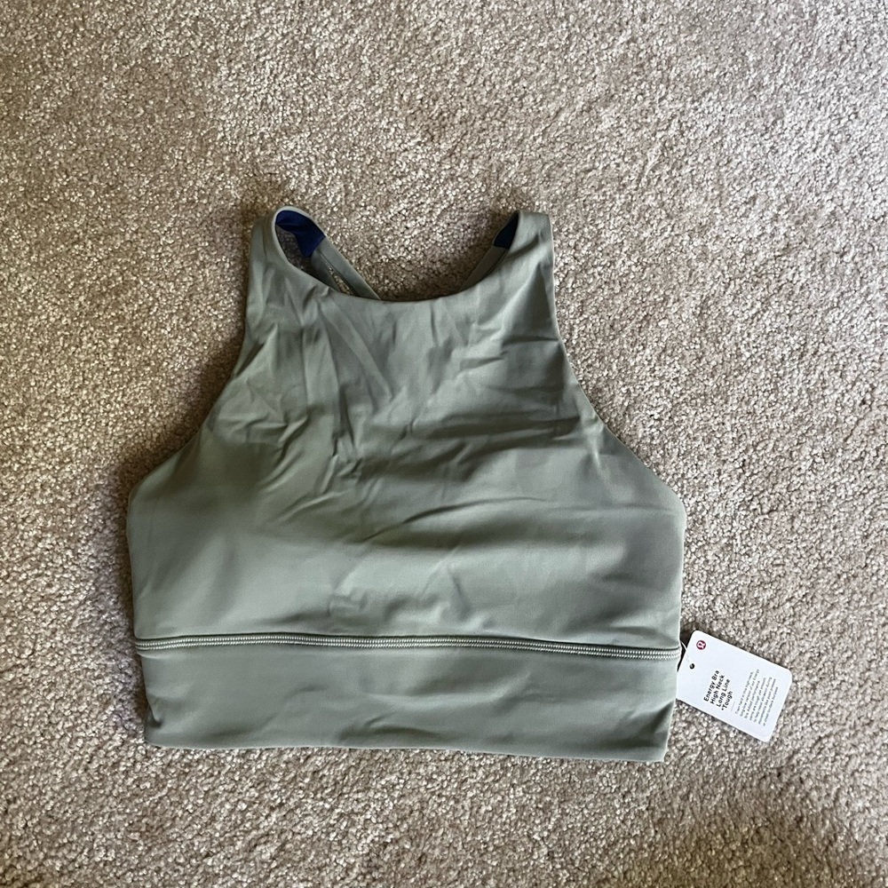 Lululemon Energy Bra High Neck Long Line Rib | Green Fern | 6 - Picture 3 of 4